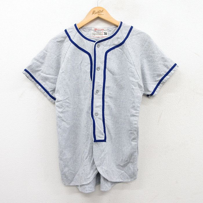 M★古着 ウィルソン 半袖 ビンテージ ベースボール シャツ メンズ 60年代 60s WILSON MOTORS 9 刺繍 ラグラン USA製 グレー 【spe】 25may10 中古 トップス