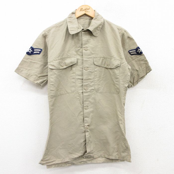 70s 半袖シャツ ミリタリー ベージュ S | 古着