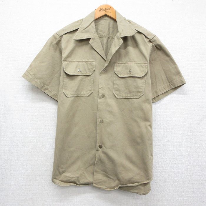 70s 半袖シャツ ミリタリー ベージュ メンズM相当 | 古着