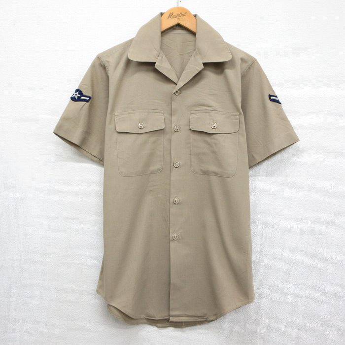 70s 半袖シャツ ミリタリー ベージュ メンズM相当 | 古着