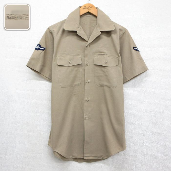 70s 半袖シャツ ミリタリー ベージュ メンズM相当 | 古着