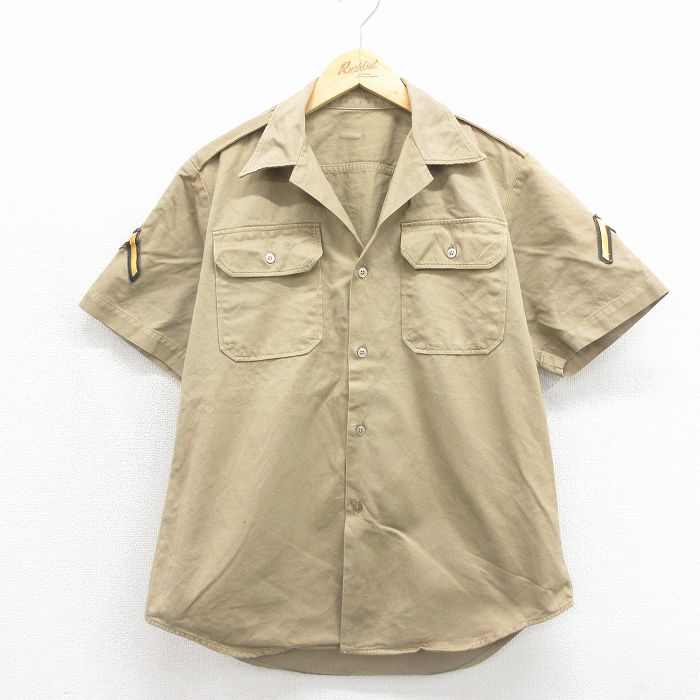 70s 半袖シャツ ミリタリー ベージュ メンズL相当 | 古着