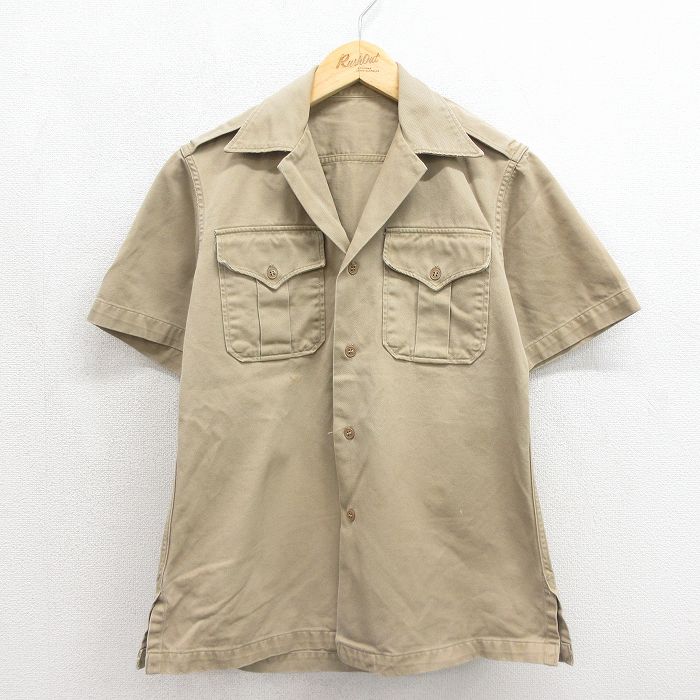 50s 半袖シャツ ミリタリー ベージュ メンズS相当 | 古着