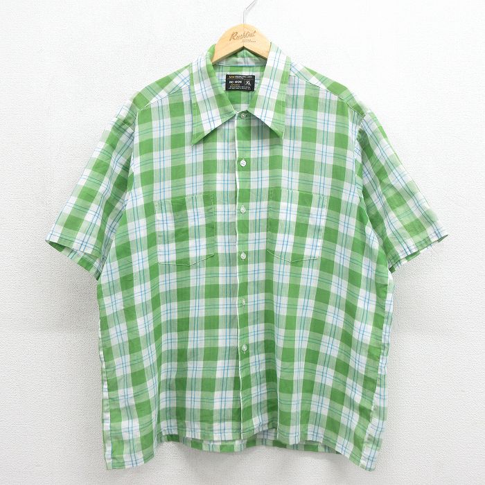 JCペニー 70s 半袖シャツ チェック グリーン メンズXL相当 | 古着