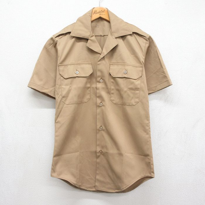 70s 半袖シャツ ミリタリー ベージュ メンズS相当 | 古着