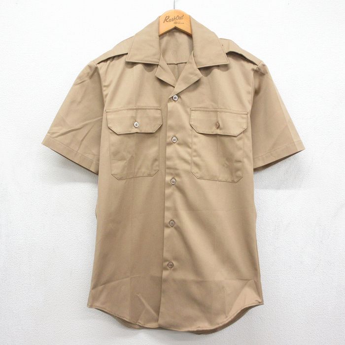 70s 半袖シャツ ミリタリー ベージュ メンズS相当 | 古着