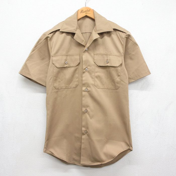 70s 半袖シャツ ミリタリー ベージュ メンズS相当 | 古着
