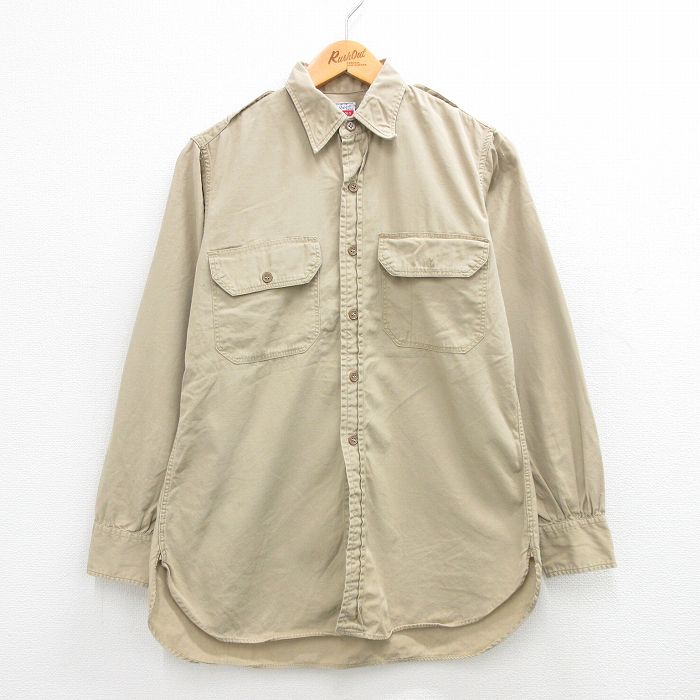 エルベコ 50s 長袖シャツ マチ付き ベージュ M | 古着