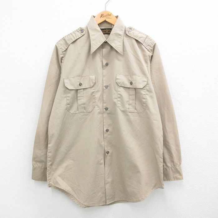 【50%OFF】L★古着 エディーバウアー 長袖 ワーク シャツ メンズ 80年代 80s ベージュ カーキ 24aug24 中古 トップス