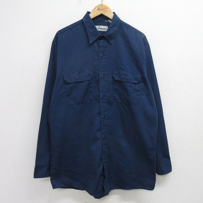 ローバックス 90s 長袖ワークシャツ ネイビー XL | 古着