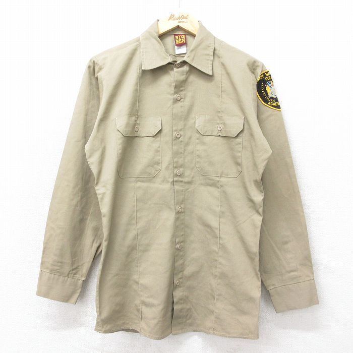 M★古着 ビッグベン BIG BEN 長袖 ワーク シャツ メンズ 90年代 90s ケープメイ ポリス ベージュ カーキ 24sep09 中古 トップス