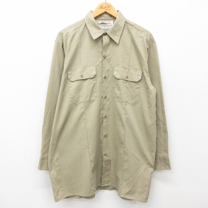 【50%OFF】ディッキーズ 00s 長袖ワークシャツ カーキ XL | 古着