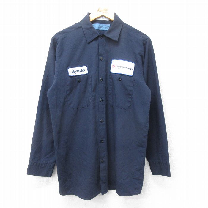 L★古着 長袖 ワーク シャツ メンズ CiNTAS HUTCHINSON 紺 ネイビー 24dec10 中古 トップス