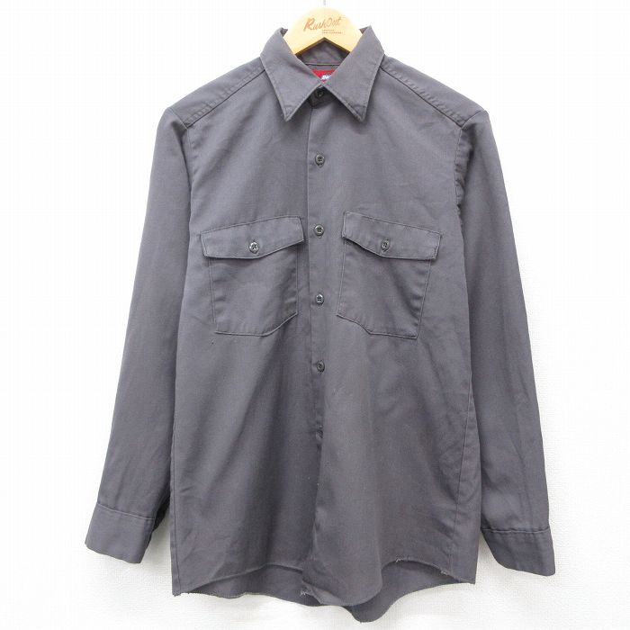 M★古着 ディッキーズ Dickies ビンテージ 長袖 ワーク シャツ メンズ 70年代 70s グレー 【spe】 25jan16 中古 トップス