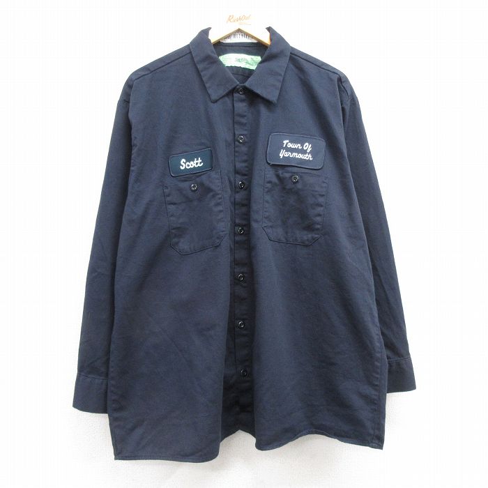 XL★古着 長袖 ワーク シャツ メンズ CiNTAS 大きいサイズ コットン 紺 ネイビー 25feb25 中古 トップス