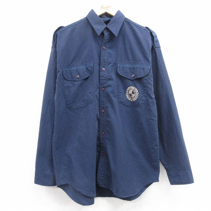 【50%OFF】長袖ワークシャツ ネイビー M | 古着