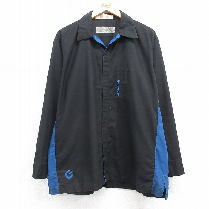 XL★古着 レッドキャップ 長袖 ワーク シャツ メンズ Goodwrench 開襟 オープンカラー 黒他 ブラック 25feb25 中古 トップス