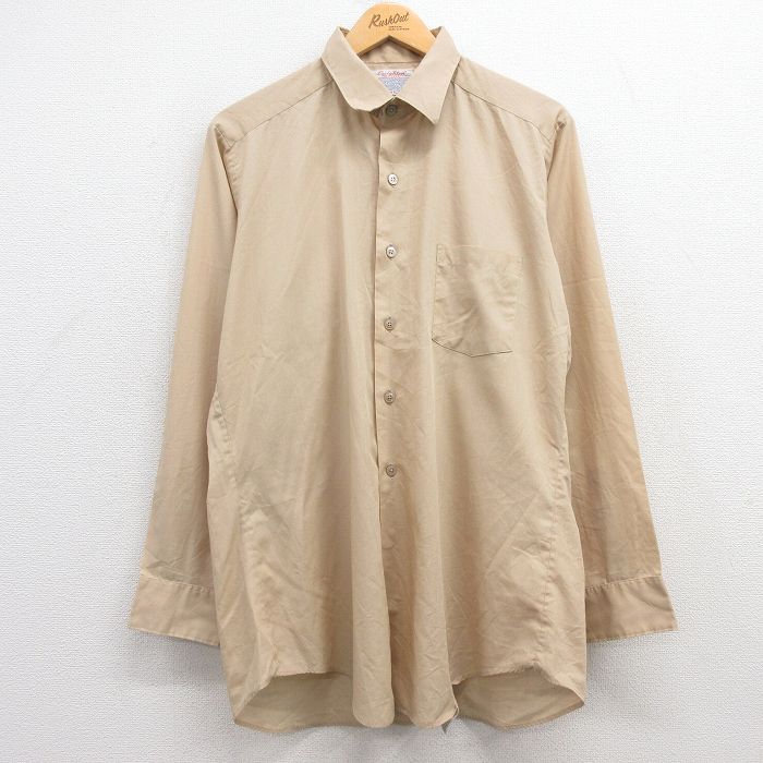 【50%OFF】L★古着 長袖 ミリタリー シャツ メンズ 90年代 90s USA製 ベージュ カーキ 25feb25 中古 トップス