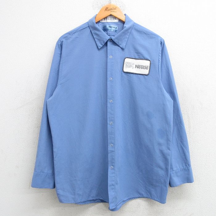ネスレ 長袖ワークシャツ ネイビー L | 古着