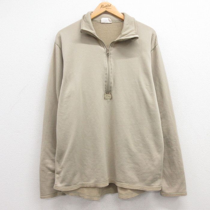 【50%OFF】L★古着 長袖 ハーフジップ ミリタリー トップス メンズ USアーミー ECWCS GEN3 レベル2 ポーラテック ベージュ カーキ 内側フリース 【spe】 25mar14 中古