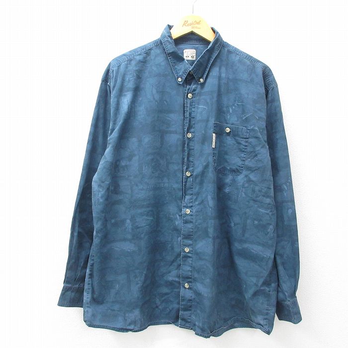 XL★古着 コロンビア COLUMBIA 長袖 ハンティング シャツ メンズ PHG コットン 紺 ネイビー 25mar15 中古 トップス