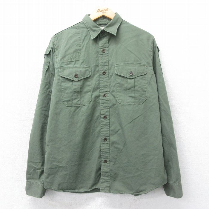 L★古着 ラルフローレン Ralph Lauren デニムアンドサプライ 長袖 ブランド ハンティング シャツ メンズ ヒジ当て コットン 緑 グリーン 【spe】 25mar18 中古 トップス