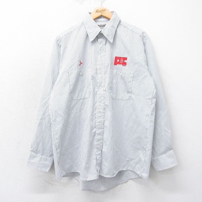 L★古着 レッドキャップ 長袖 ワーク シャツ メンズ P&C Foods 白他 ホワイト ストライプ 25mar18 中古 トップス
