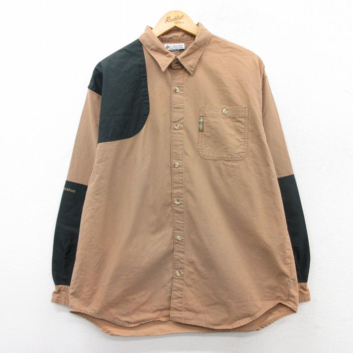 XL★古着 コロンビア COLUMBIA 長袖 ハンティング シャツ メンズ 00年代 00s コットン ベージュ他 カーキ 25mar26 中古 トップス
