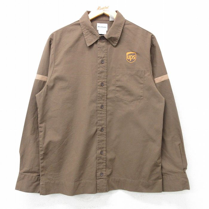 L★古着 Wear Guard 長袖 ワーク シャツ メンズ ups 茶 ブラウン 25apr01 中古 トップス