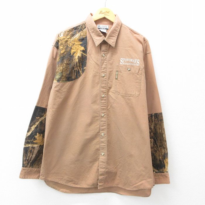 XL★古着 コロンビア COLUMBIA 長袖 ハンティング シャツ メンズ 00年代 00s SPORTSMANS 大きいサイズ ロング丈 コットン 茶他 ブラウン 迷彩 25apr28 中古 トップス