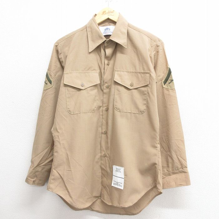 M★古着 長袖 ミリタリー シャツ メンズ 90年代 90s USA製 茶 ブラウン 25may26 中古 トップス