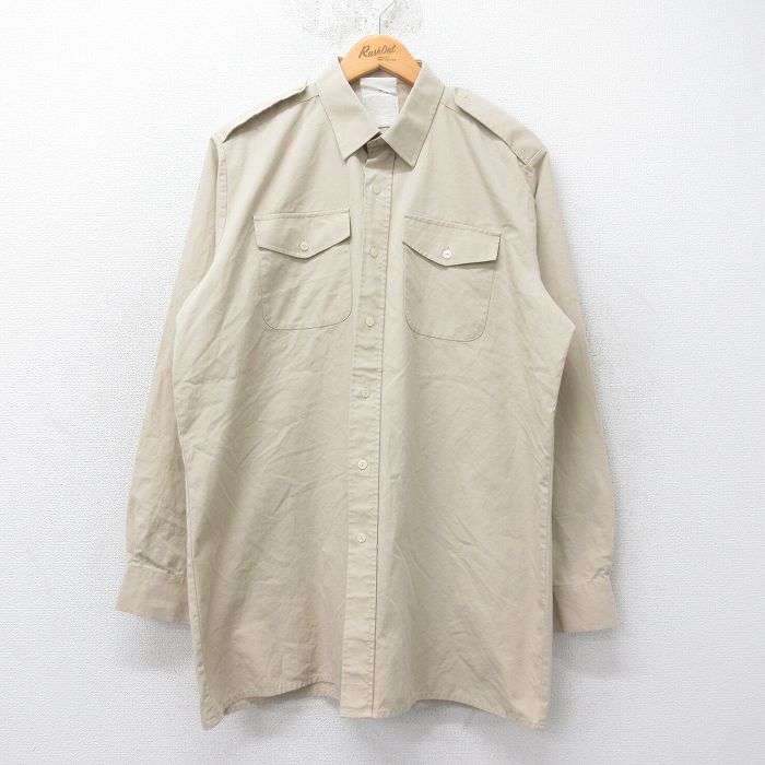 【50%OFF】長袖ワークシャツ ベージュ XL | 古着