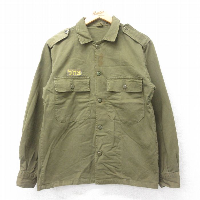 【20%OFF】M★古着 長袖 ミリタリー シャツ メンズ 80年代 80s イスラエル軍 緑系 グリーン 25jun28 中古 トップス