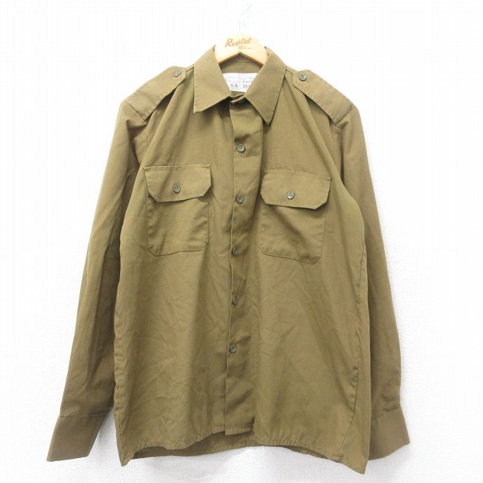 L★古着 長袖 ミリタリー シャツ メンズ イスラエル軍 緑系 グリーン 25jun28 中古 トップス