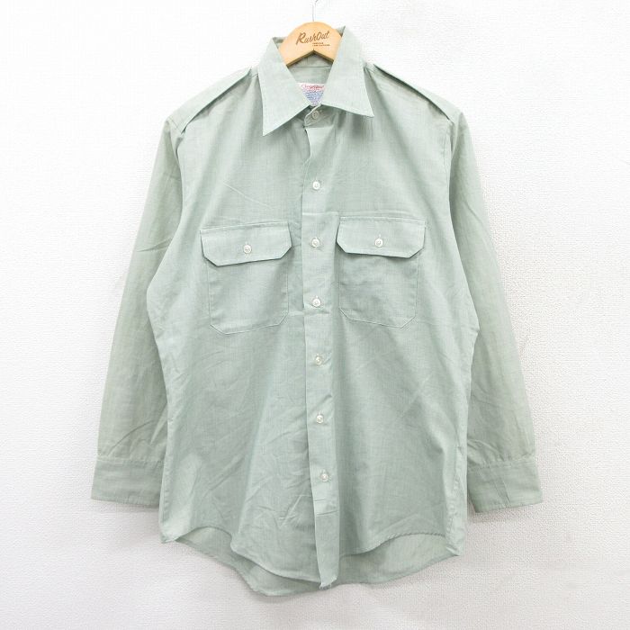 L★古着 長袖 ワーク シャツ メンズ 90年代 90s USA製 緑 グリーン 25aug26 中古 トップス