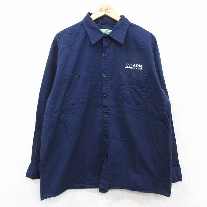 XL★古着 レッドキャップ 長袖 ワーク シャツ メンズ 00年代 00s APM 大きいサイズ 紺 ネイビー 25aug26 中古 トップス