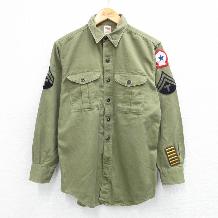 M★古着 長袖 ボーイスカウト シャツ メンズ 70年代 70s 緑系 グリーン 【spe】 25sep19 中古 トップス