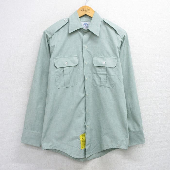 L★古着 長袖 ミリタリー シャツ メンズ 00年代 00s USA製 薄緑 グリーン 25oct02 中古 トップス