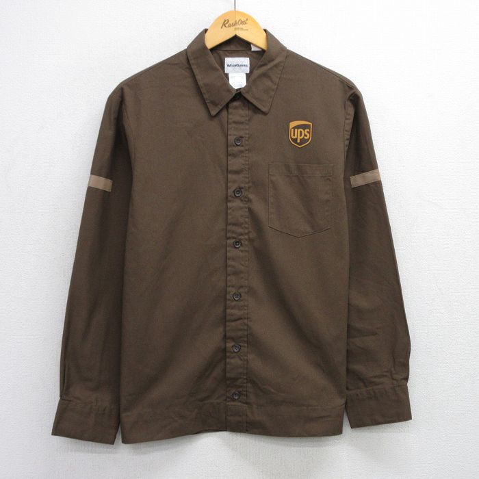 M★古着 Wear Guard 長袖 ワーク シャツ メンズ 00年代 00s UPS こげ茶 ブラウン 【spe】 25oct02 中古 トップス