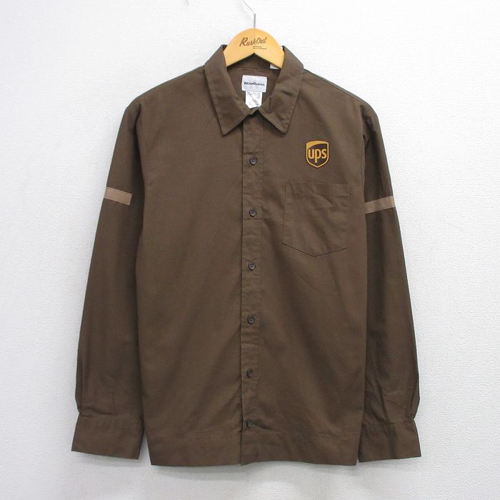 M★古着 Wear Guard 長袖 ワーク シャツ メンズ 00年代 00s UPS こげ茶 ブラウン 25oct02 中古 トップス