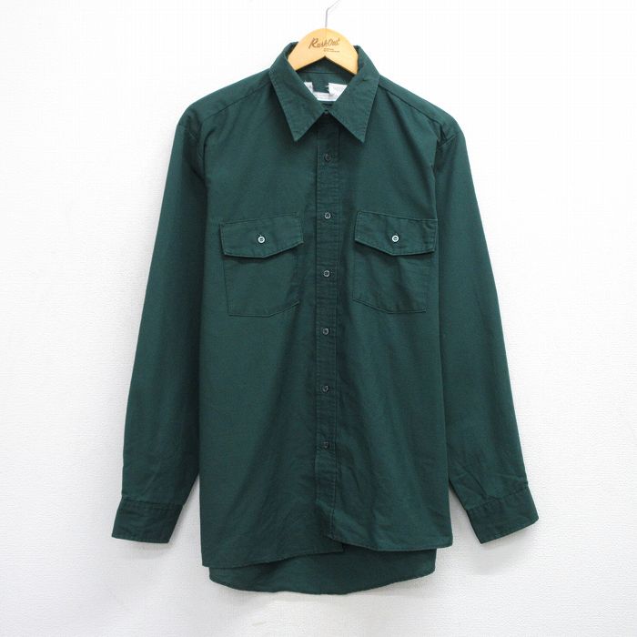 L★古着 長袖 ワーク シャツ メンズ 90年代 90s ロング丈 USA製 緑 グリーン 25oct02 中古 トップス