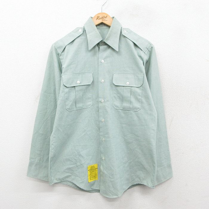 L★古着 長袖 ミリタリー シャツ メンズ 90年代 90s USA製 緑系 グリーン 25oct11 中古 トップス