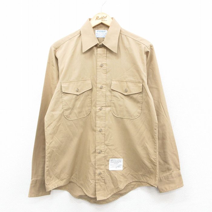 L★古着 長袖 ミリタリー シャツ メンズ 90年代 90s USA製 ベージュ カーキ 25oct11 中古 トップス