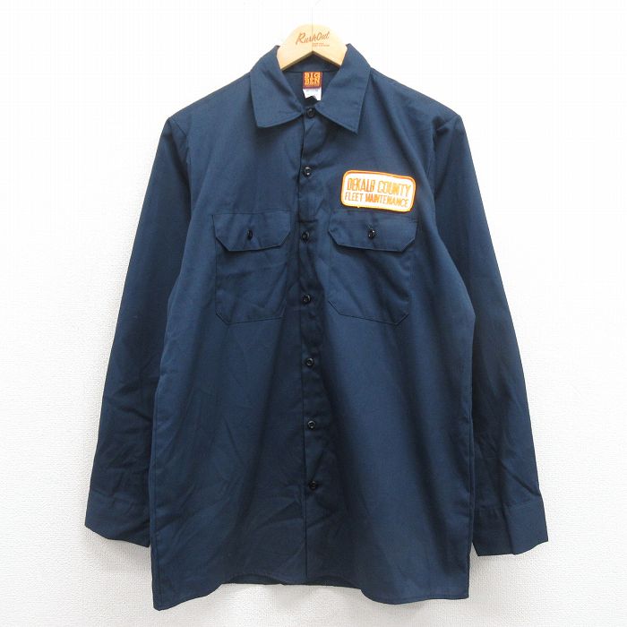 M★古着 ビッグベン BIG BEN 長袖 ワーク シャツ メンズ 90年代 90s DEKALB USA製 紺 ネイビー 25oct23 中古 トップス