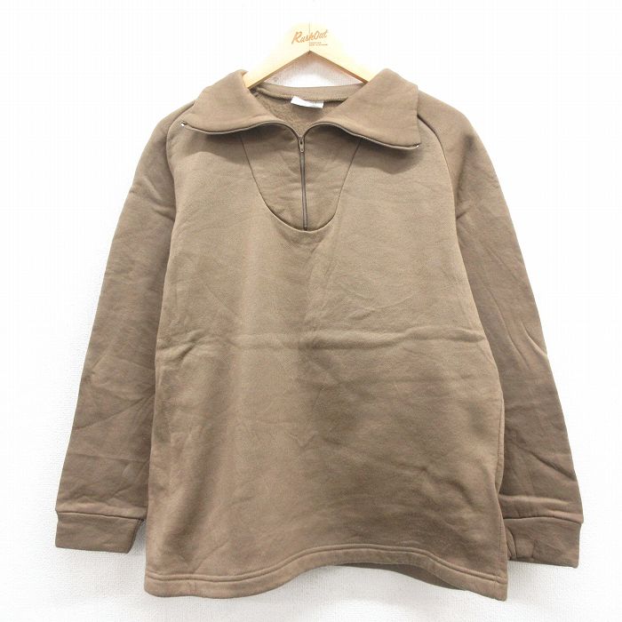 L★古着 長袖 ミリタリー ハーフジップ トップス メンズ 00年代 00s USA製 こげ茶 ブラウン 25oct23 中古