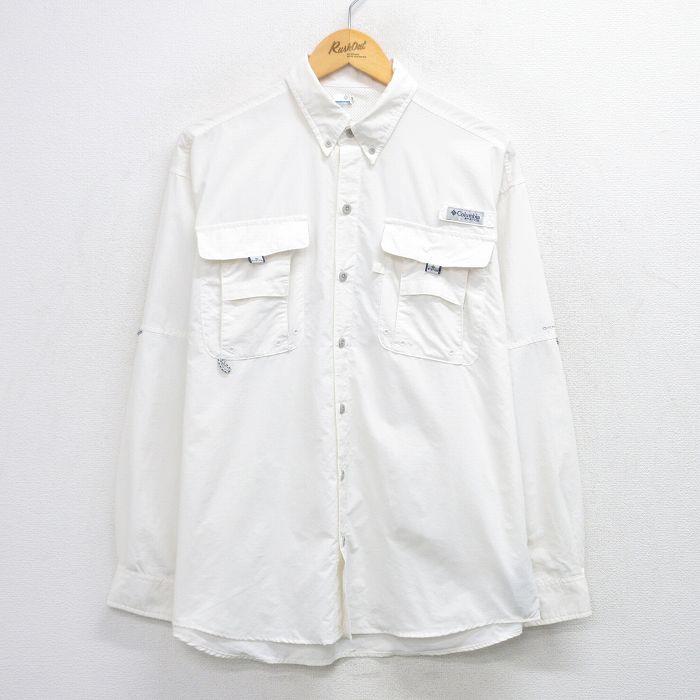 XL★古着 コロンビア 長袖 フィッシング シャツ メンズ PFG 白 25nov15