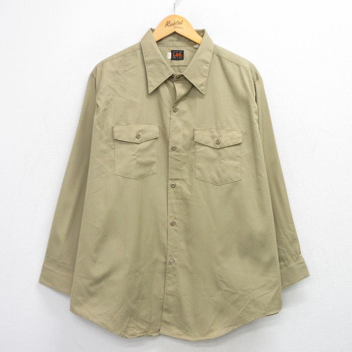 リー 70s 長袖ワークシャツ ベージュ XL | 古着