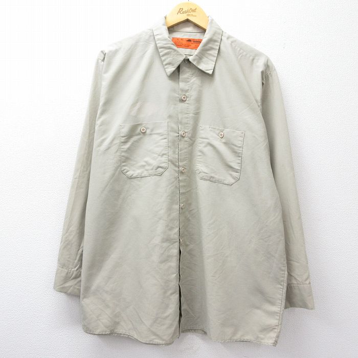 レッドキャップ 90s 長袖ワークシャツ ベージュ XL | 古着