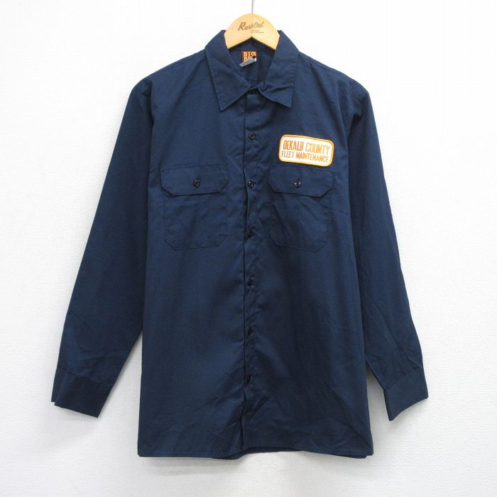 【20%OFF】L★古着 ビッグベン 長袖 ワーク シャツ メンズ 90年代 90s DEKALB USA製 紺【spe】 25dec03