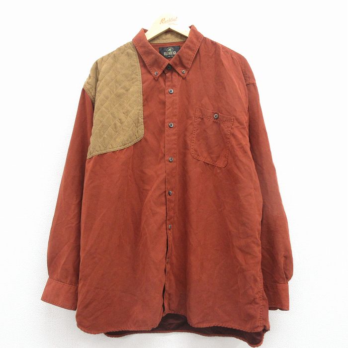 XL★古着 レッドヘッド 長袖 ハンティング シャツ メンズ 00年代 00s 大きいサイズ ロング丈 ボタンダウン エンジ 25dec10